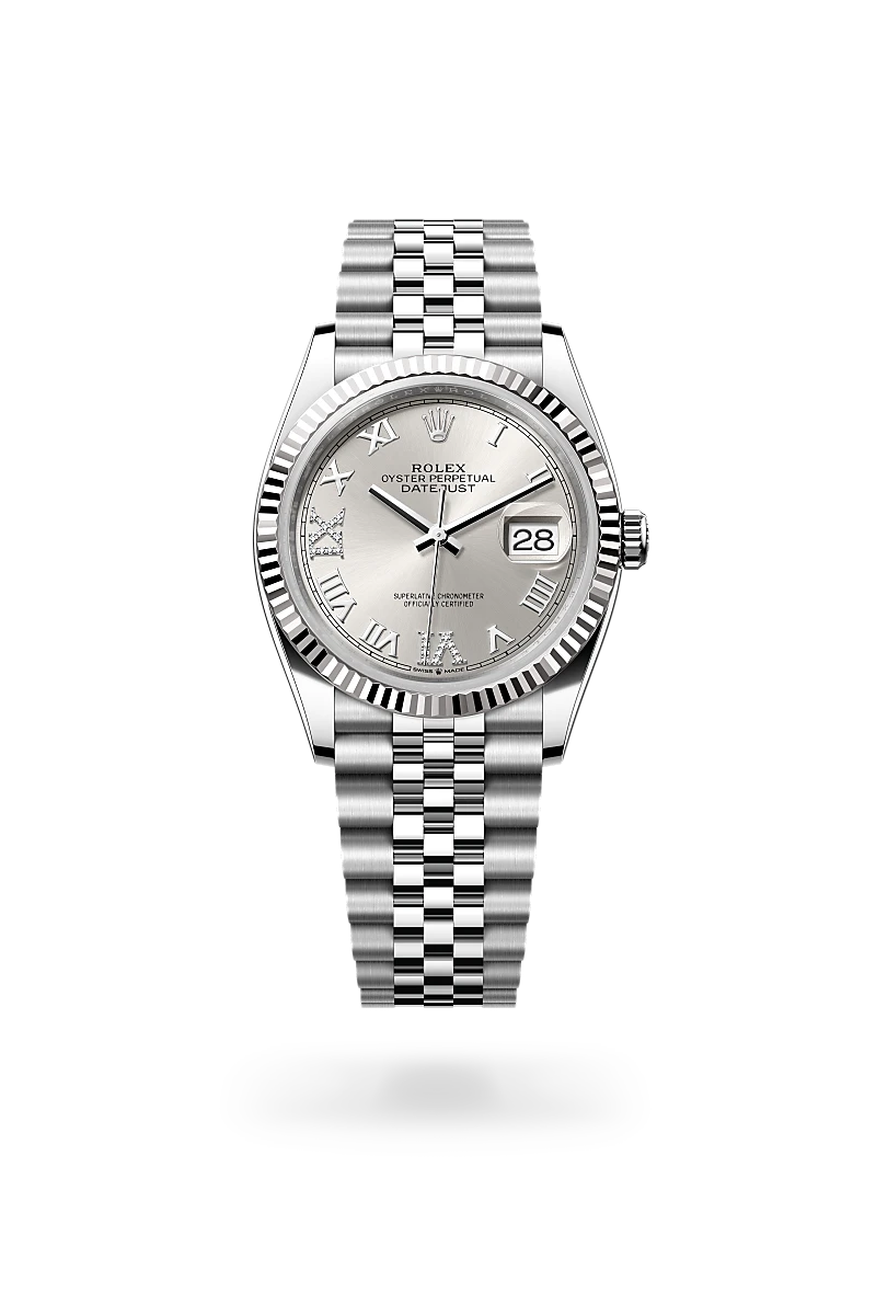 Rolex Datejust 36 Oyster, 36 mm, acier Oystersteel et or gris - Joaillerie Jean Hardy