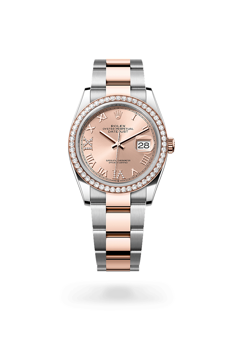 Rolex Datejust 36 Oyster, 36 mm, Oystersteel, Everose gold and diamonds - El Khayyat Center