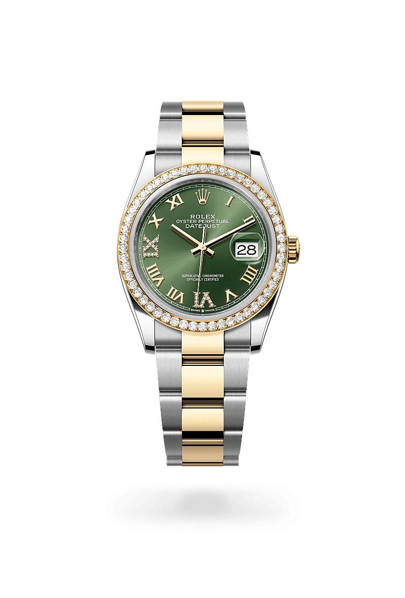 Rolex Datejust 36 Oyster, 36 mm, acier Oystersteel, or jaune et diamants - Joaillerie Veron Roques