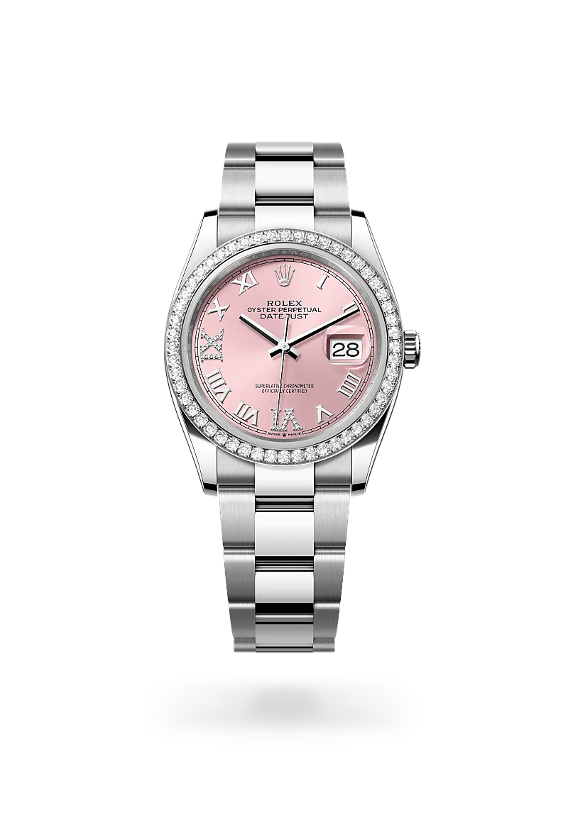 Rolex Datejust 36 Oyster, 36 mm, acier Oystersteel, or gris et diamants - Frayssinet Joaillier Montpellier