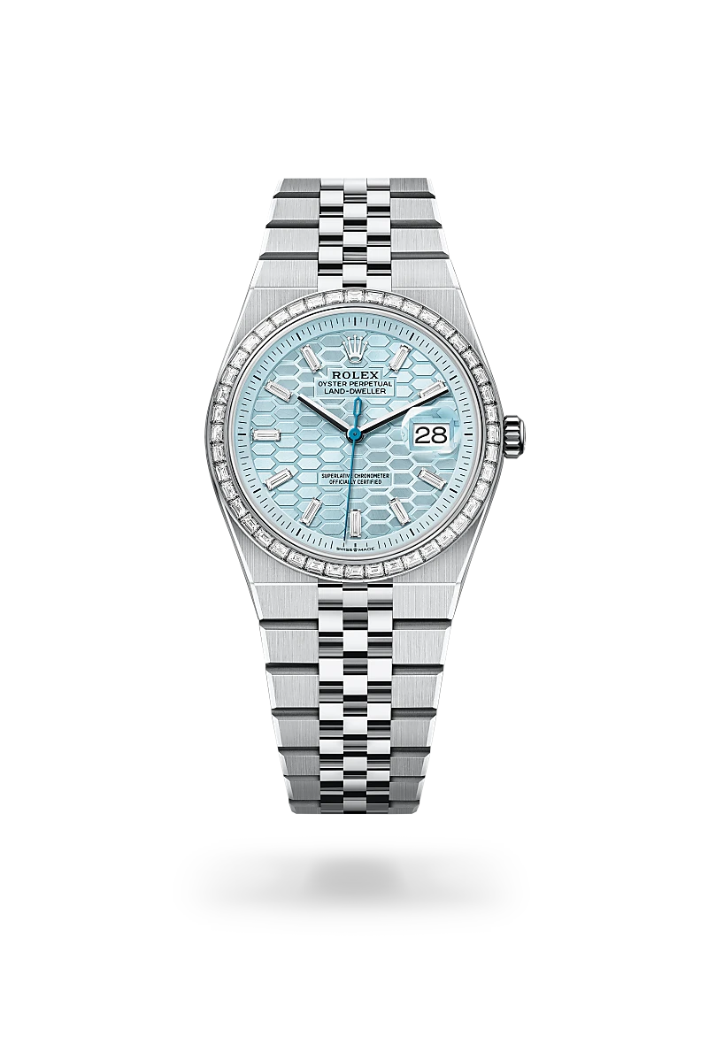 Rolex Land-Dweller 36 Oyster, 36 mm, platinum and diamonds - DOUX Joaillier Avignon