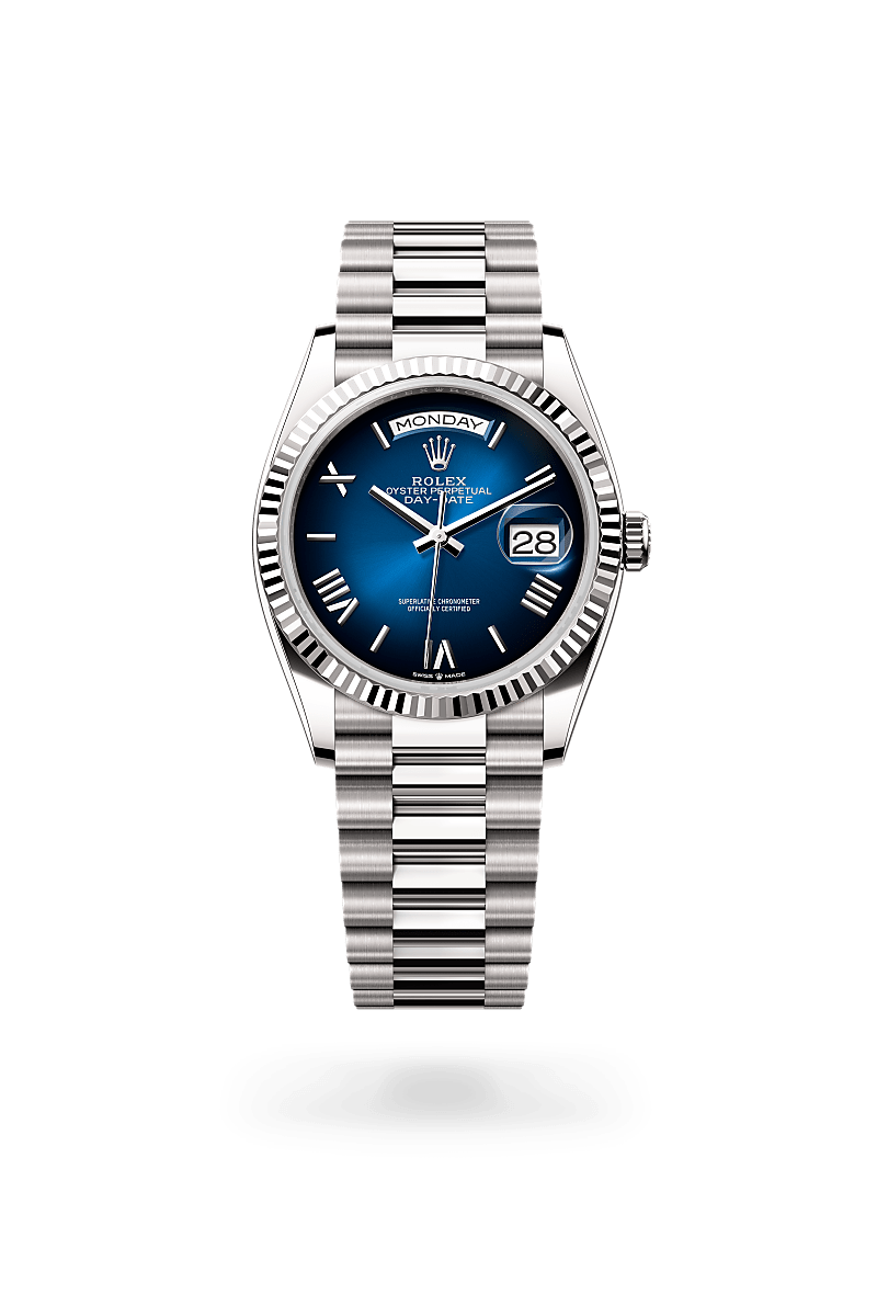 Rolex Day-Date 36 Oyster, 36 mm, or gris - Joaillerie Veron Roques