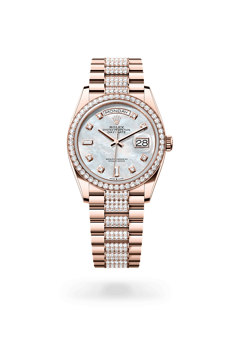 Rolex Day-Date 36 Oyster, 36 mm, or Everose et diamants - Prieur Rennes