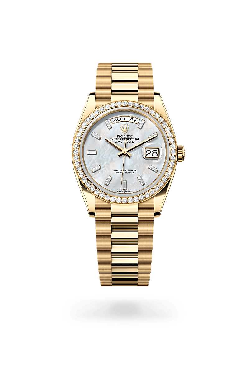 Rolex Day-Date 36 Oyster, 36 mm, or jaune et diamants - Dubail Paris - Vendôme