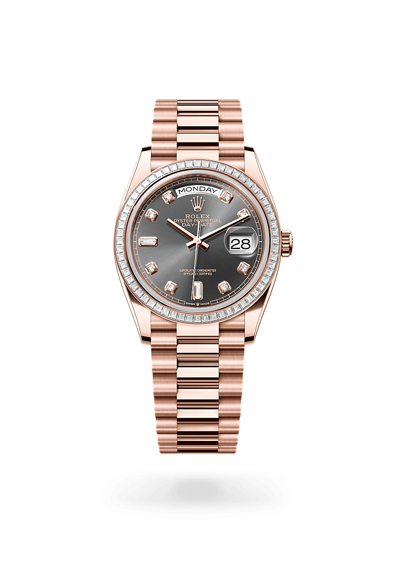 Rolex Day-Date 36 Oyster, 36 mm, Everose gold and diamonds - Boutique Rennes
