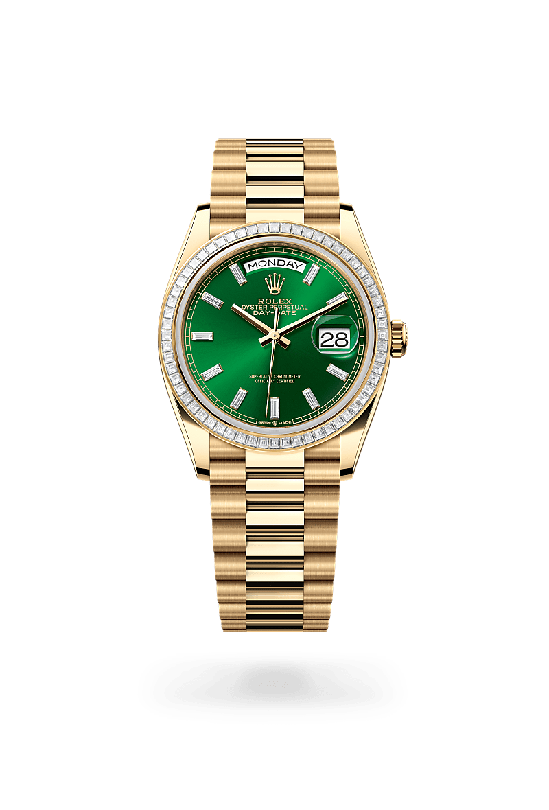 Rolex Day-Date 36 Oyster, 36 mm, or jaune et diamants - Dubail Paris - Vendôme