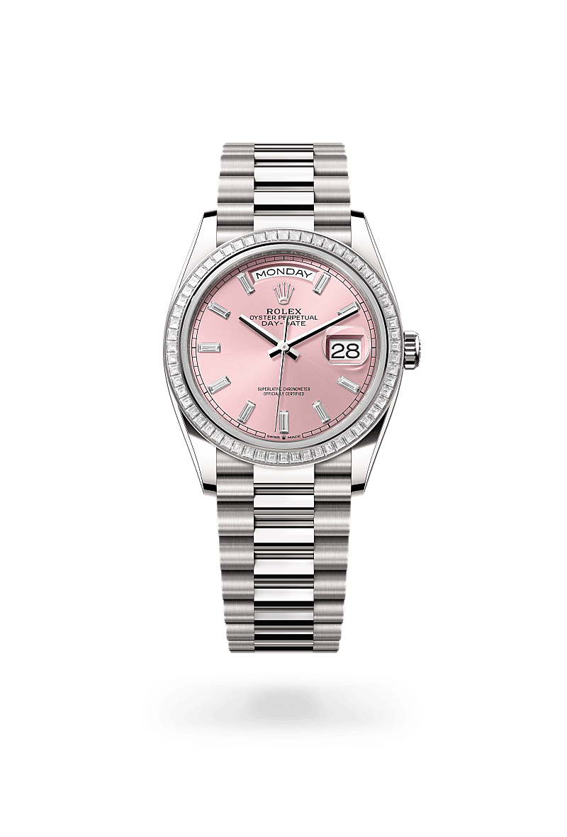 Rolex Day-Date 36 Oyster, 36 mm, or gris et diamants - Dubail Paris - Vendôme