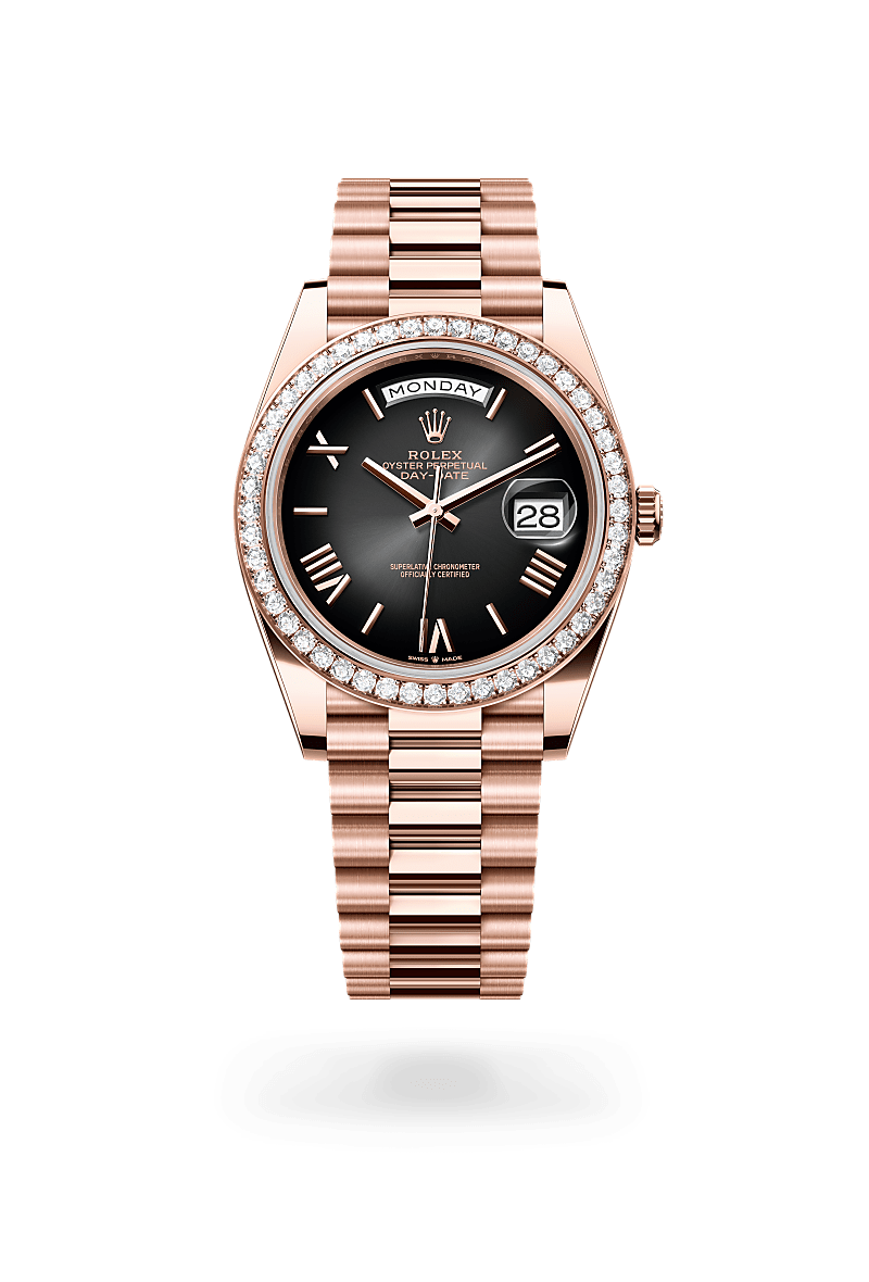 Rolex Day-Date 40 Oyster, 40 mm, or Everose et diamants - Dubail Paris - Vendôme