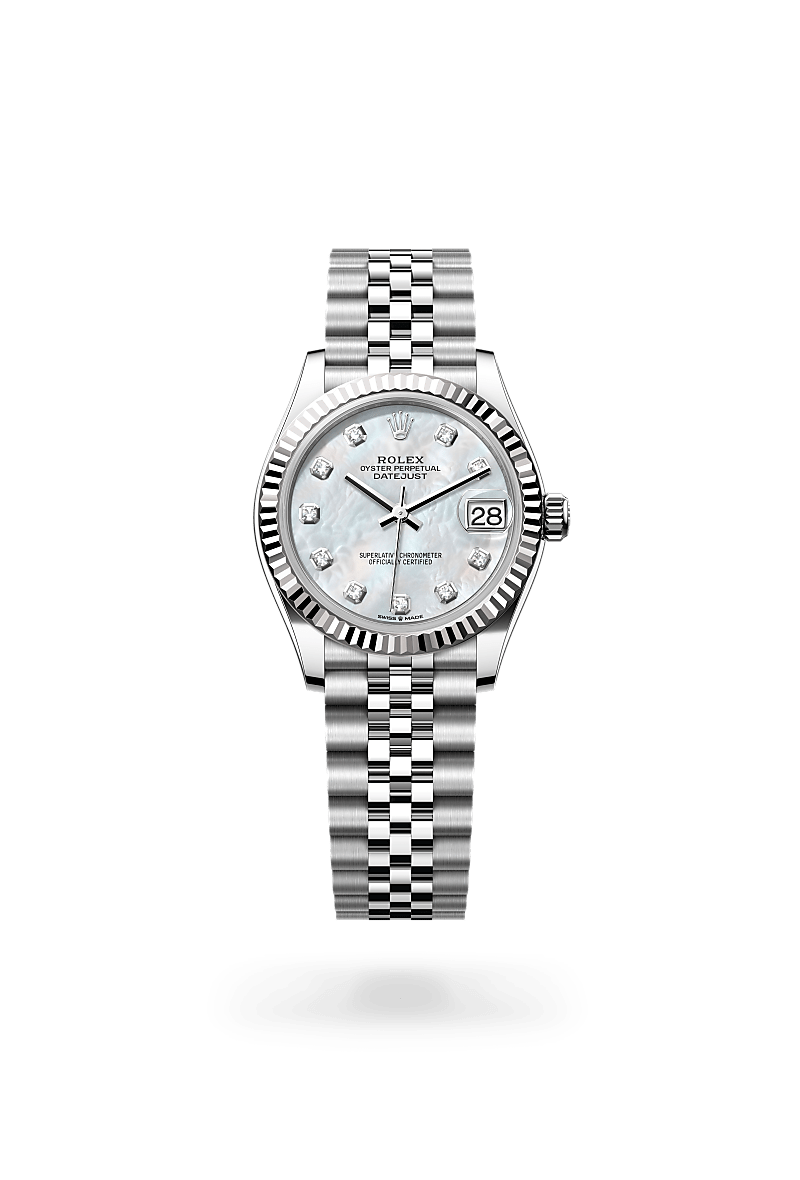 Rolex Datejust 31 Oyster, 31 mm, acier Oystersteel et or gris - Joaillerie Jean Hardy