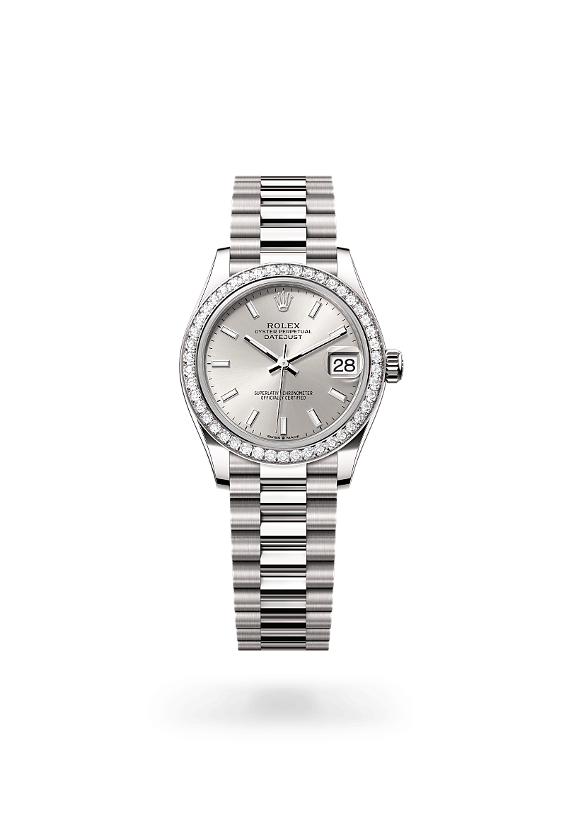 Rolex Datejust 31 Oyster, 31 mm, or gris et diamants - Dubail Paris - Vendôme