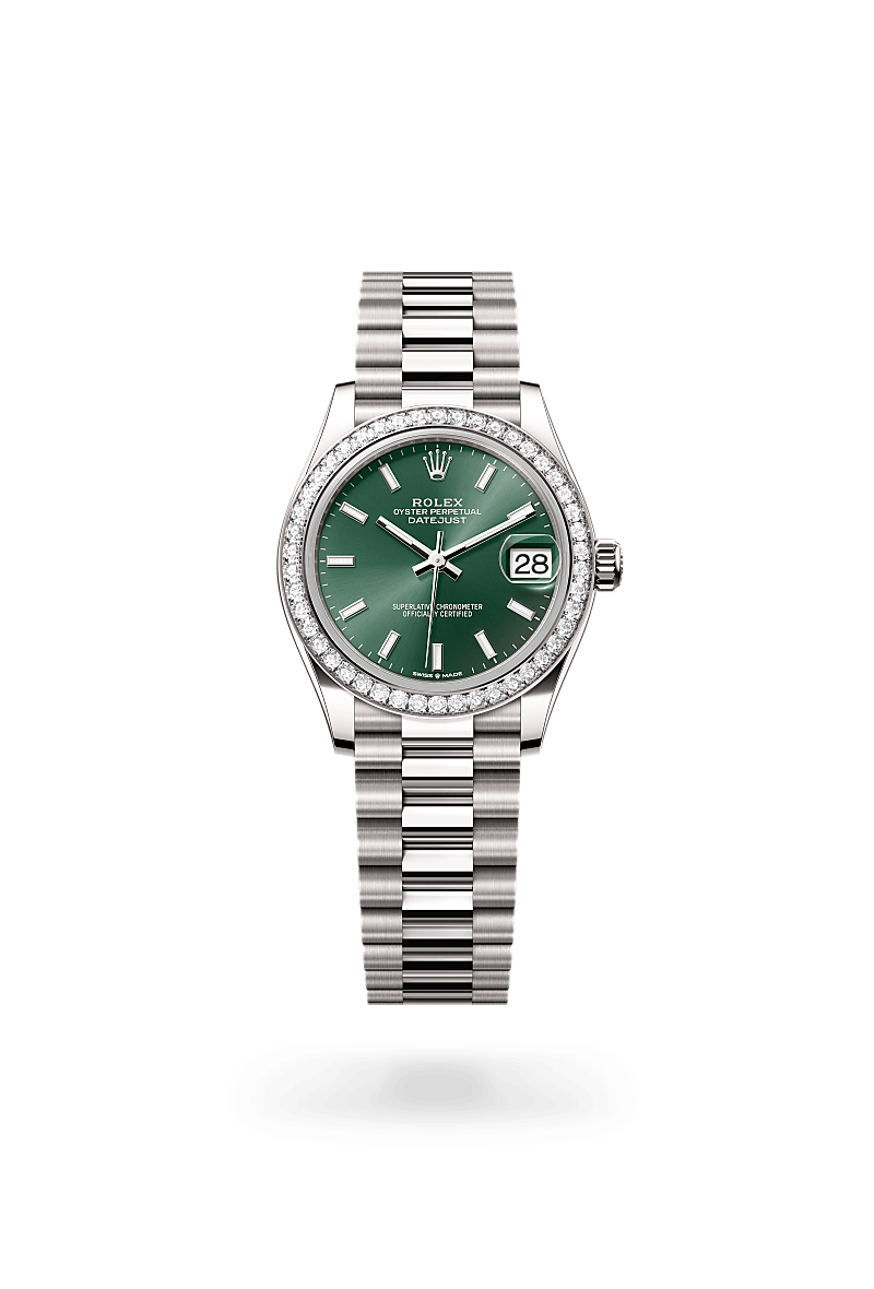 Rolex Datejust 31 Oyster, 31 mm, or gris et diamants - Prieur Rennes