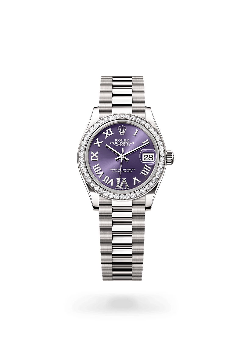 Rolex Datejust 31 Oyster, 31 mm, or gris et diamants - Prieur Rennes