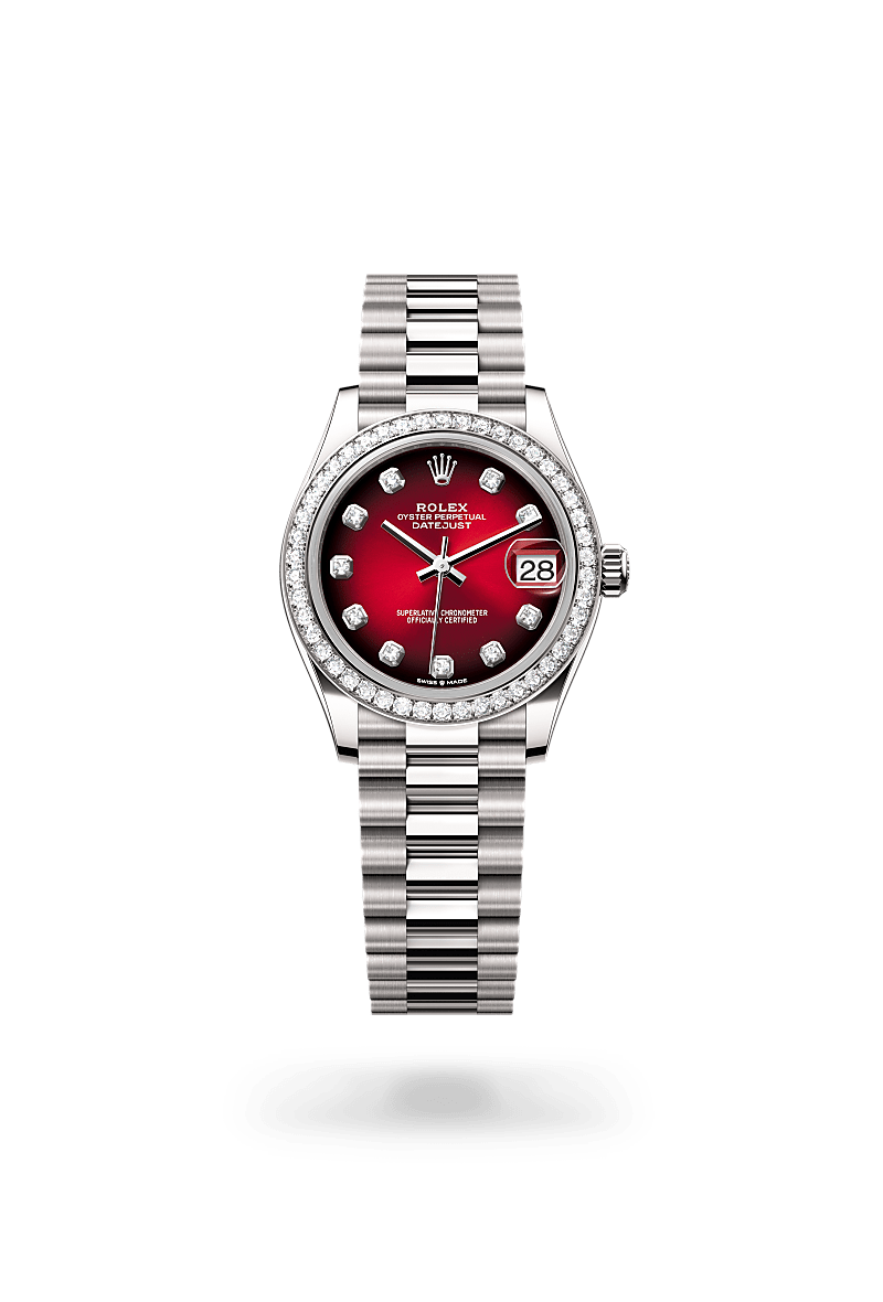 Rolex Datejust 31 Oyster, 31 mm, or gris et diamants - Maison Sainte-Catherine