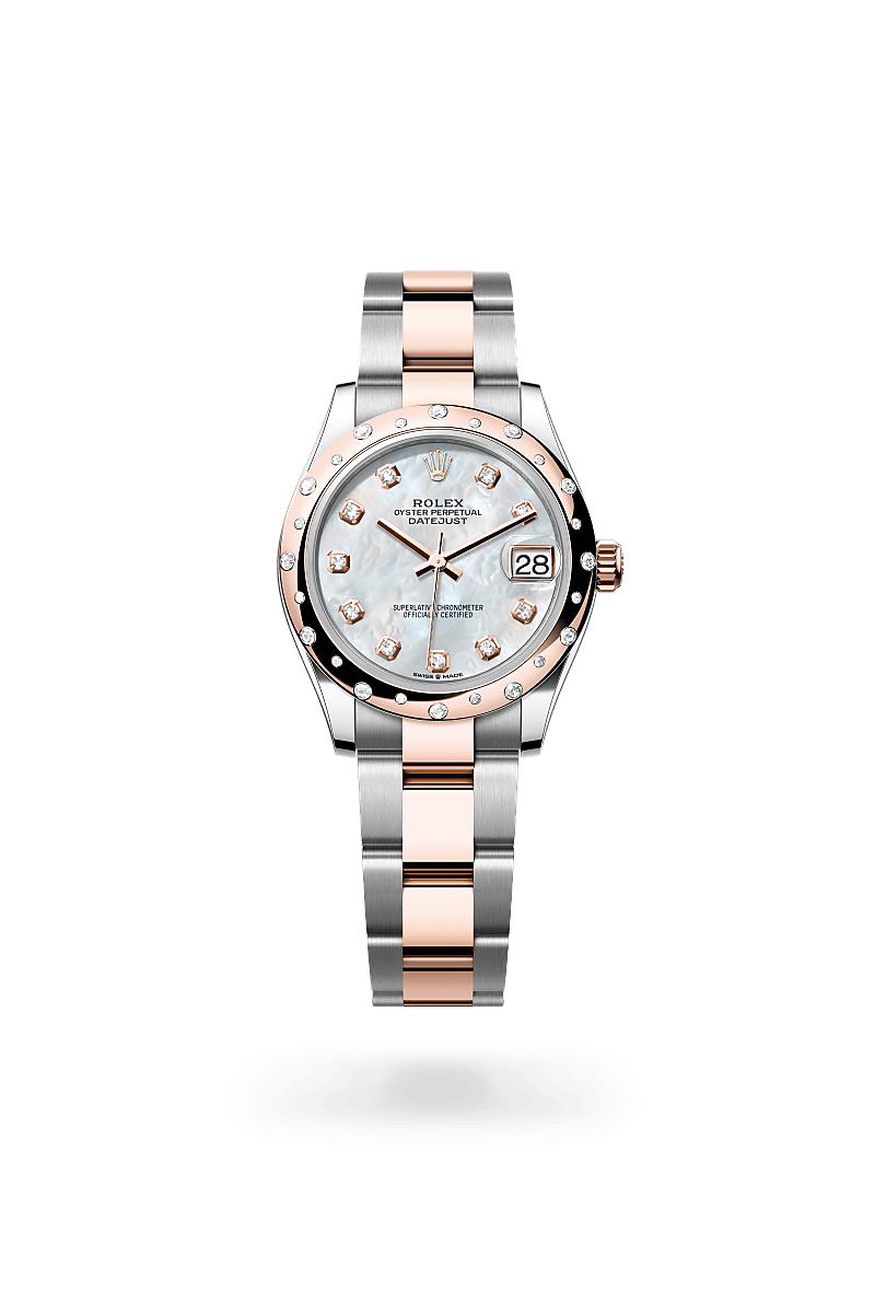 Rolex Datejust 31 Oyster, 31 mm, acier Oystersteel, or Everose et diamants - Maison Sainte-Catherine