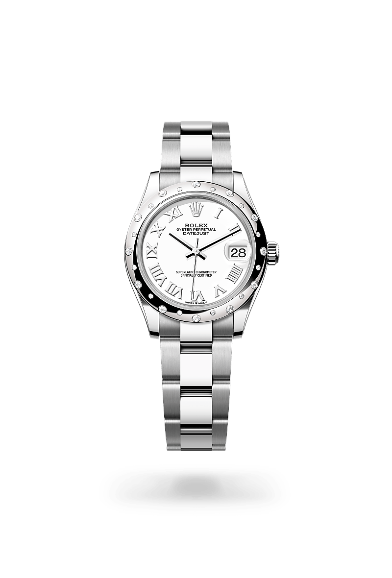 Rolex Datejust 31 Oyster, 31 mm, acier Oystersteel, or gris et diamants - Dubail Paris - Vendôme