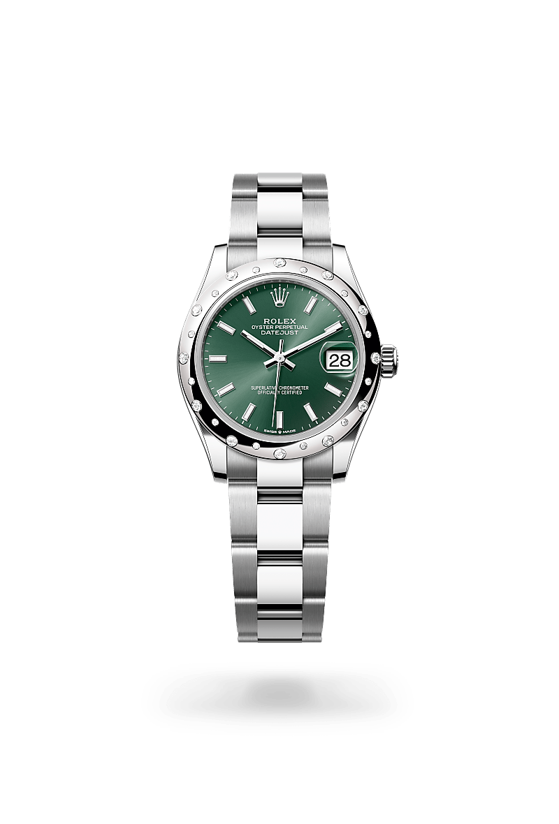 Rolex Datejust 31 Oyster, 31 mm, acier Oystersteel, or gris et diamants - Dubail Paris - Vendôme