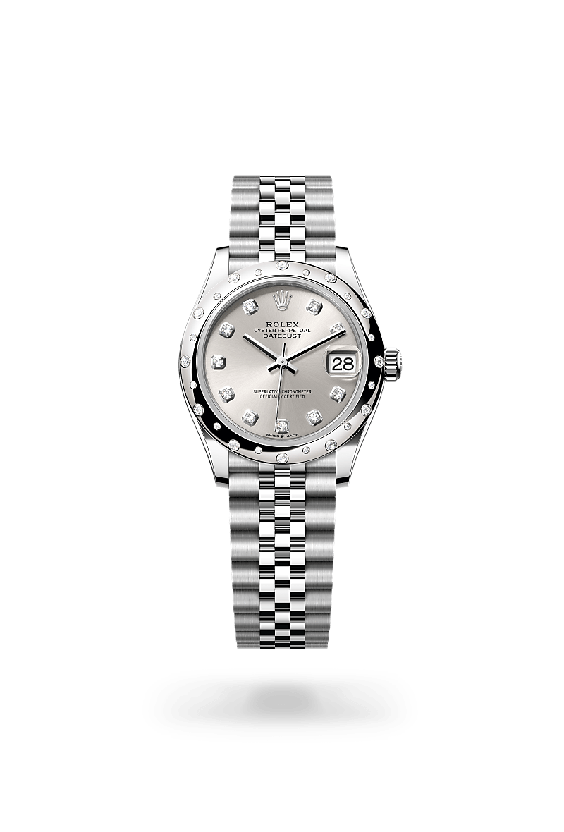 Rolex Datejust 31 Oyster, 31 mm, acier Oystersteel, or gris et diamants - Dubail Paris - Vendôme