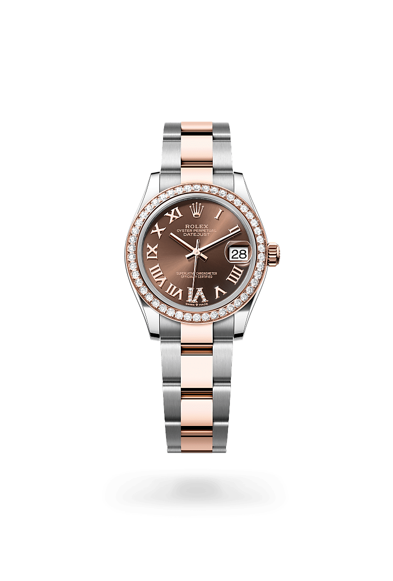 Rolex Datejust 31 Oyster, 31 mm, acier Oystersteel, or Everose et diamants - Prieur Rennes