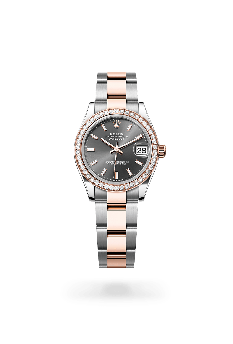 Rolex Datejust 31 Oyster, 31 mm, acier Oystersteel, or Everose et diamants - Boutique Rennes