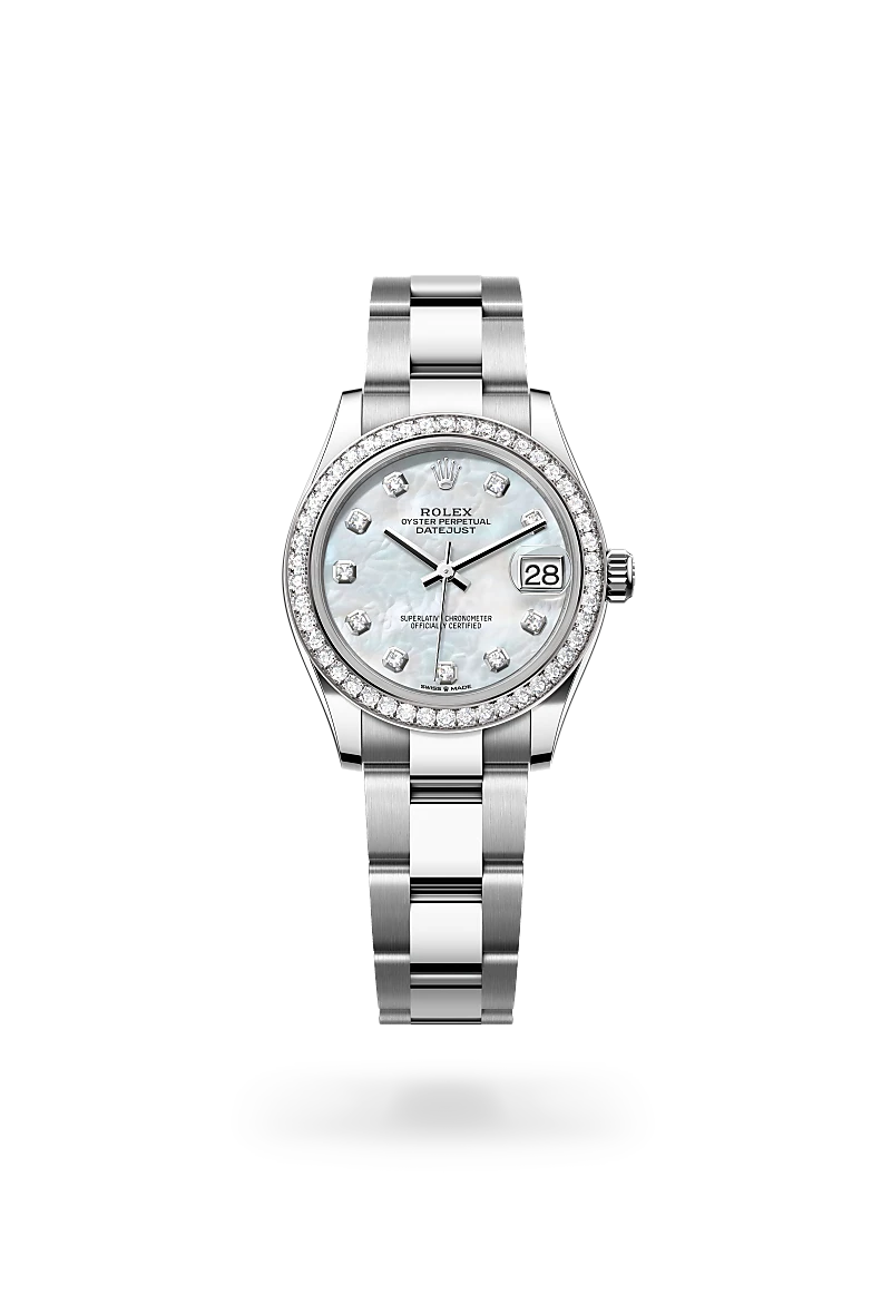 Rolex Datejust 31 Oyster, 31 mm, acier Oystersteel, or gris et diamants - Prieur Rennes