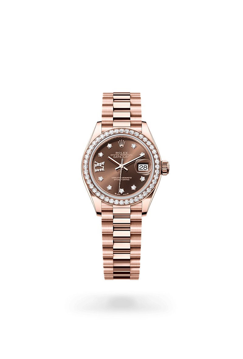 Rolex Lady-Datejust Oyster, 28 mm, or Everose et diamants - DOUX Joaillier Avignon