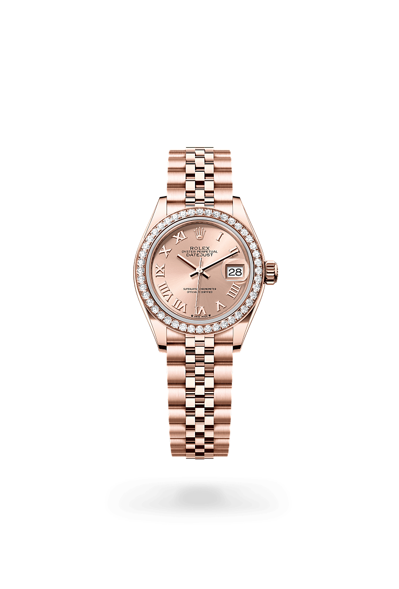 Rolex Lady-Datejust Oyster, 28 mm, or Everose et diamants - Dubail Paris - Vendôme