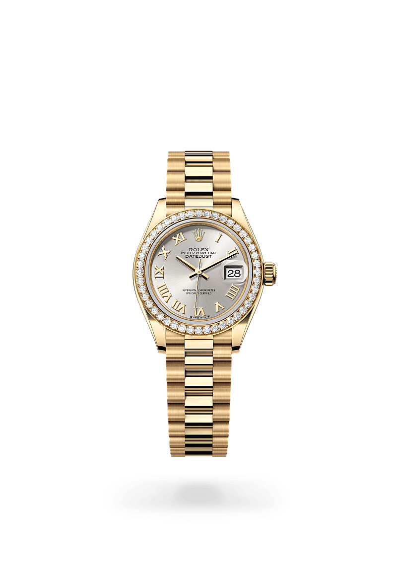 Rolex Lady-Datejust Oyster, 28 mm, or jaune et diamants - Prieur Rennes