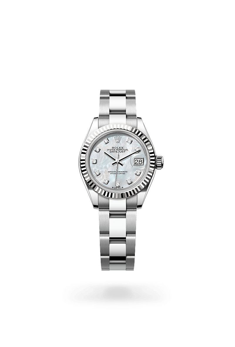 Rolex Lady-Datejust Oyster, 28 mm, acier Oystersteel et or gris - Maison Sainte-Catherine