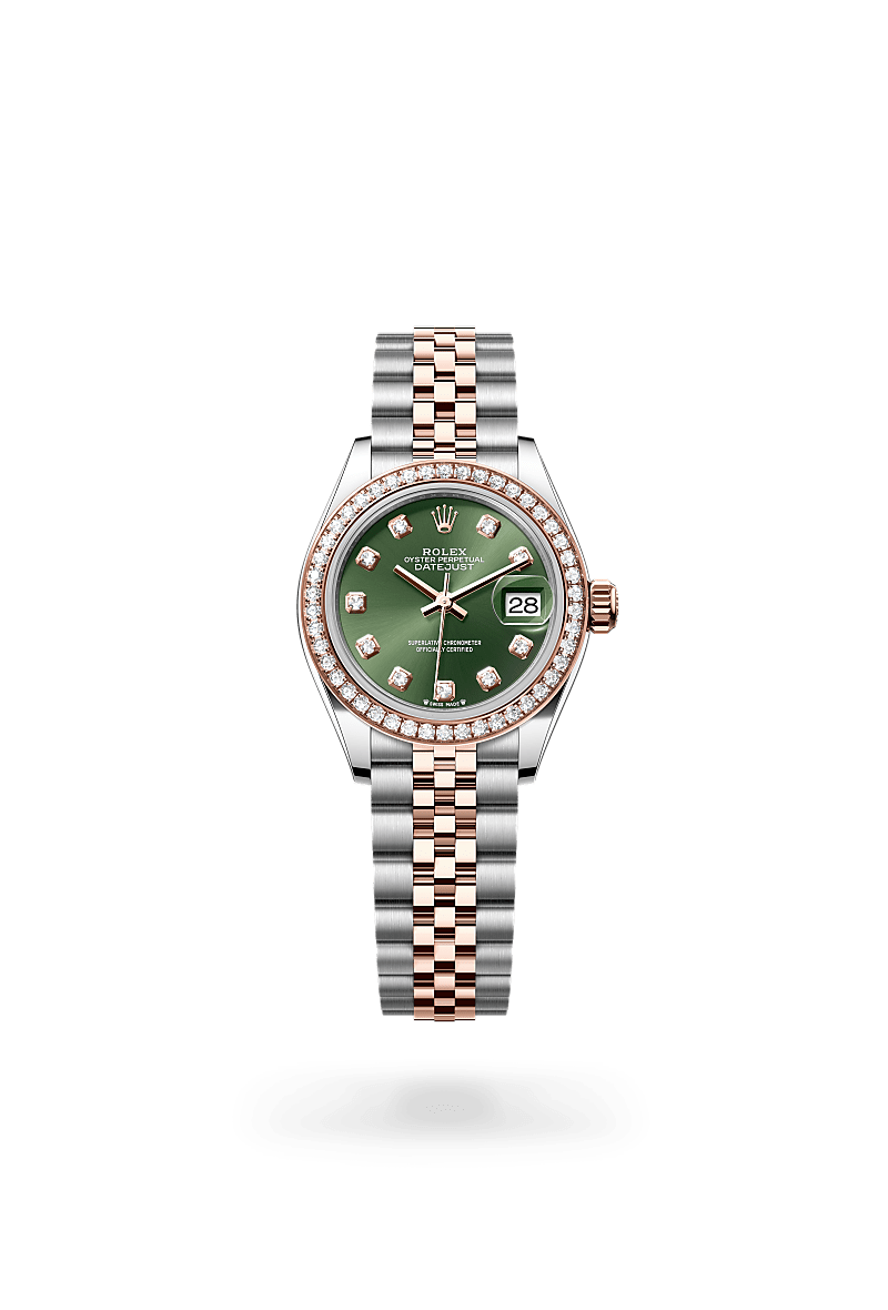 Rolex Lady-Datejust Oyster, 28 mm, acier Oystersteel, or Everose et diamants - DORISE JOAILLIER