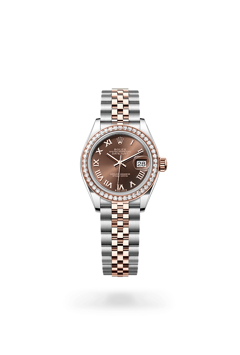 Rolex Lady-Datejust Oyster, 28 mm, Oystersteel, Everose gold and diamonds - Boutique Rennes