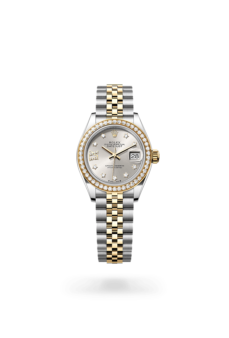Rolex Lady-Datejust Oyster, 28 mm, acier Oystersteel, or jaune et diamants - DOUX Joaillier Avignon