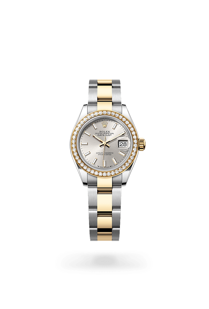 Rolex Lady-Datejust Oyster, 28 mm, acier Oystersteel, or jaune et diamants - Prieur Rennes