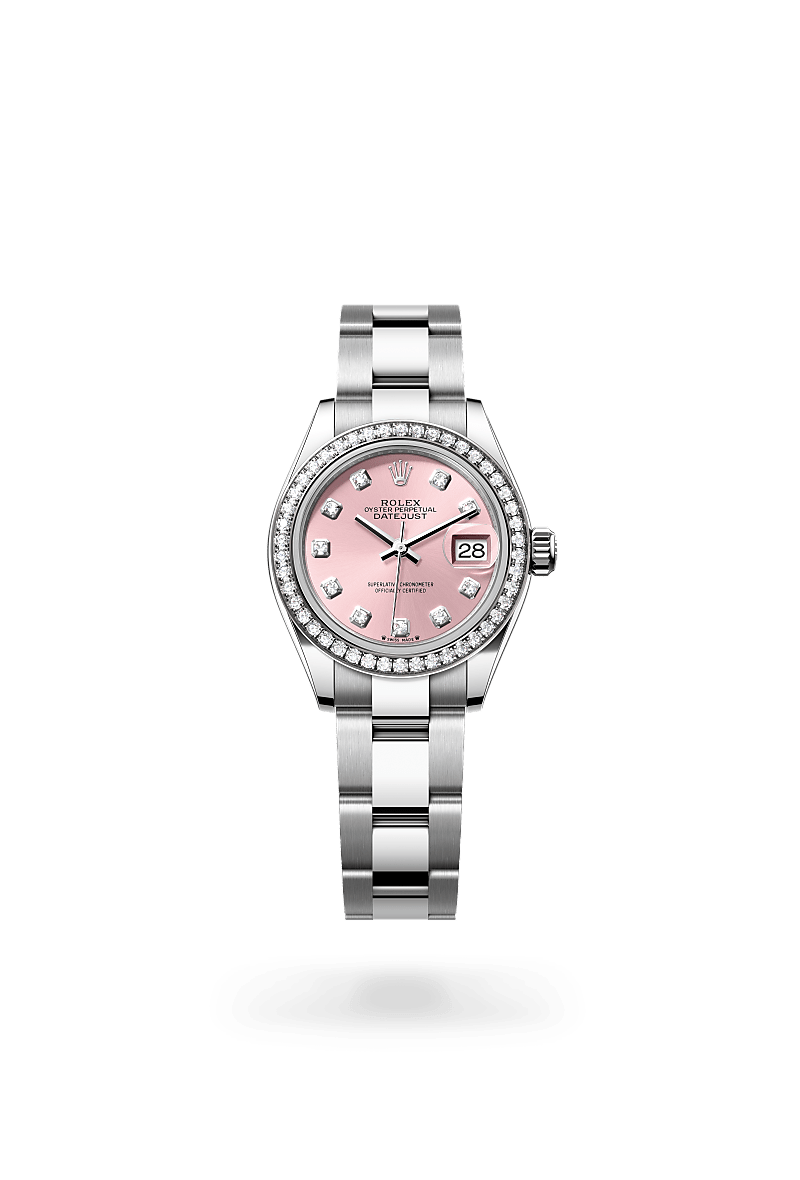 Rolex Lady-Datejust Oyster, 28 mm, acier Oystersteel, or gris et diamants - DOUX Joaillier Avignon