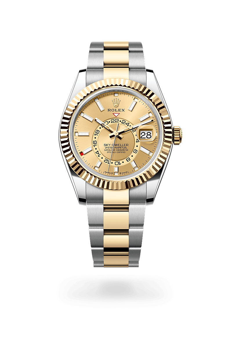 Rolex Sky-Dweller Oyster, 42 mm, acier Oystersteel et or jaune - DOUX Joaillier Avignon