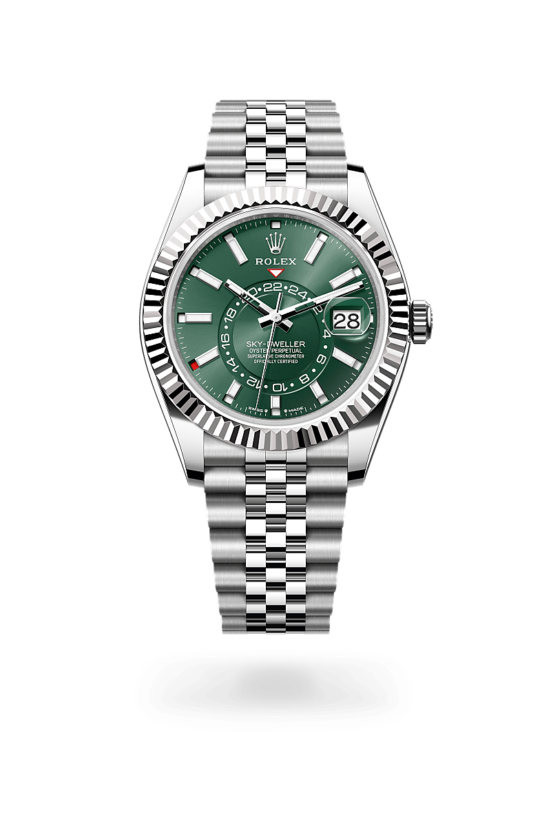 Rolex Sky-Dweller Oyster, 42 mm, acier Oystersteel et or gris - Joaillerie Jean Hardy