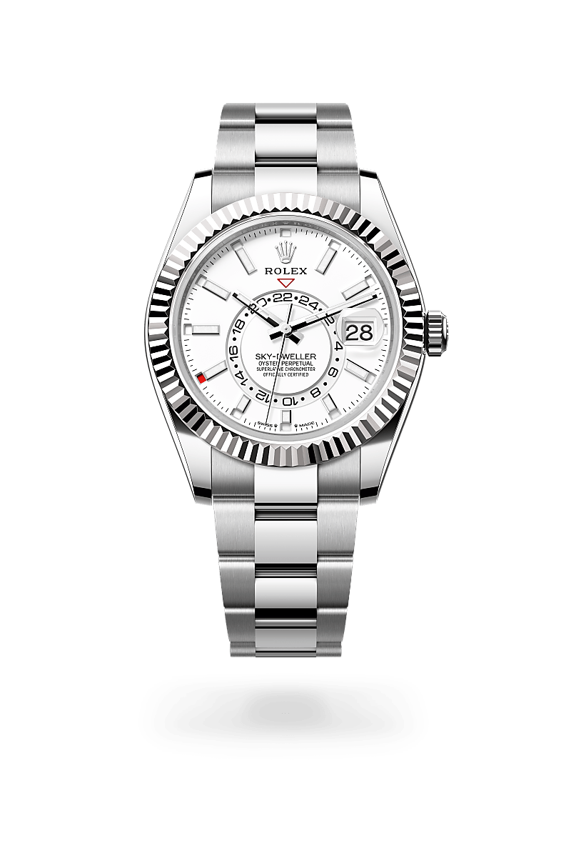 Rolex Sky-Dweller Oyster, 42 mm, acier Oystersteel et or gris - Joaillerie Veron Roques
