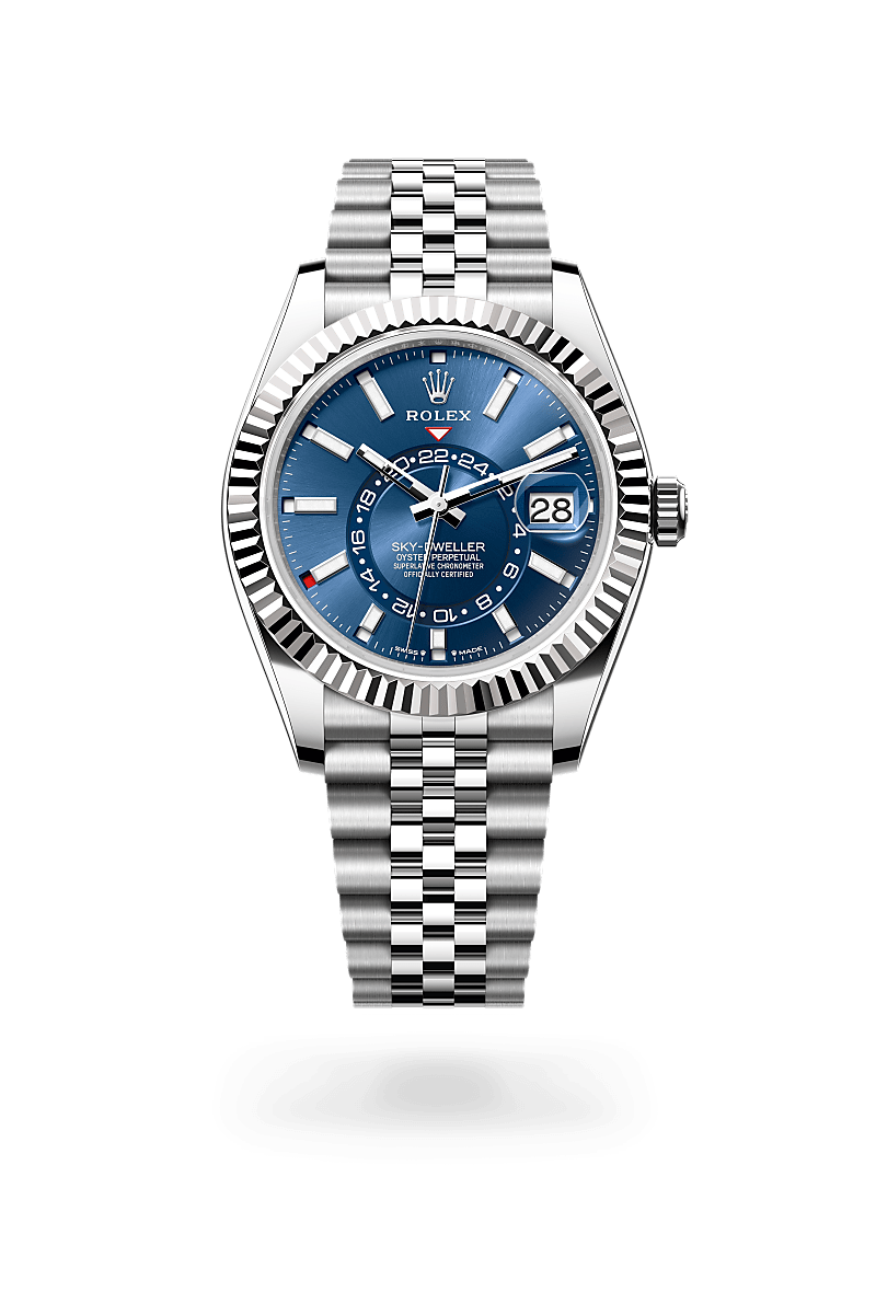Rolex Sky-Dweller Oyster, 42 mm, acier Oystersteel et or gris - Joaillerie Jean Hardy