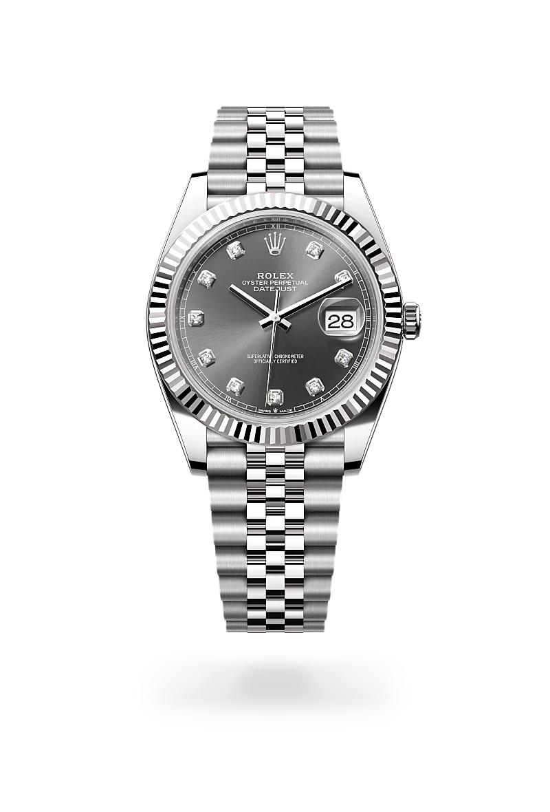 Rolex Datejust 41 en Rolesor gris – combinaison d’acier Oystersteel et d’or gris M126334-0006 chez Frojo