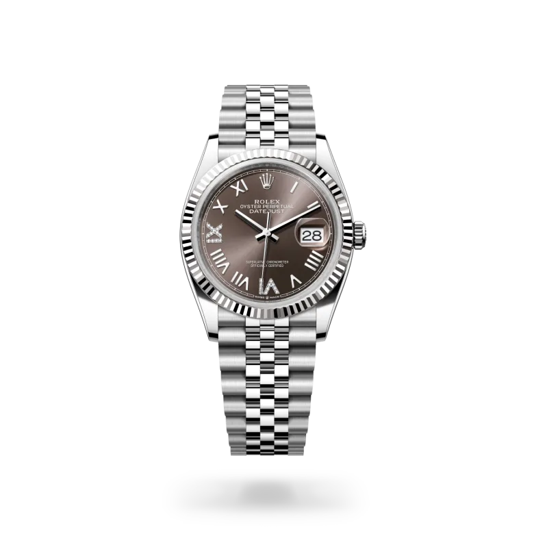 Rolex Datejust 36 in White Rolesor - combination of Oystersteel and white gold M126234-0071 at Charles Greig