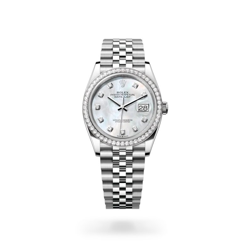 Rolex Datejust 36 in White Rolesor - combination of Oystersteel and white gold M126284RBR-0011 at Charles Greig