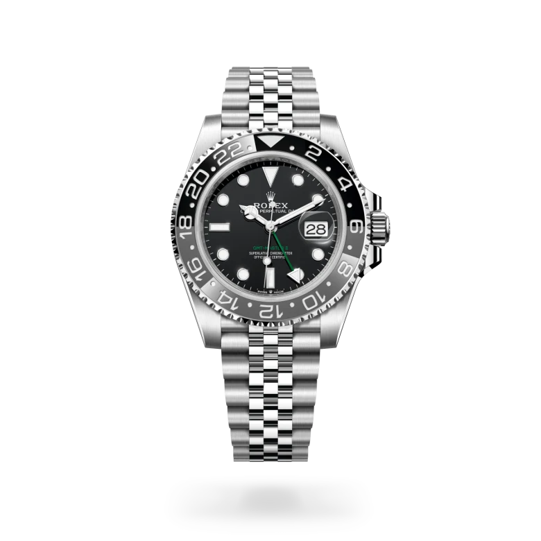 Rolex GMT-Master II in Oystersteel M126710GRNR-0003 at Charles Greig