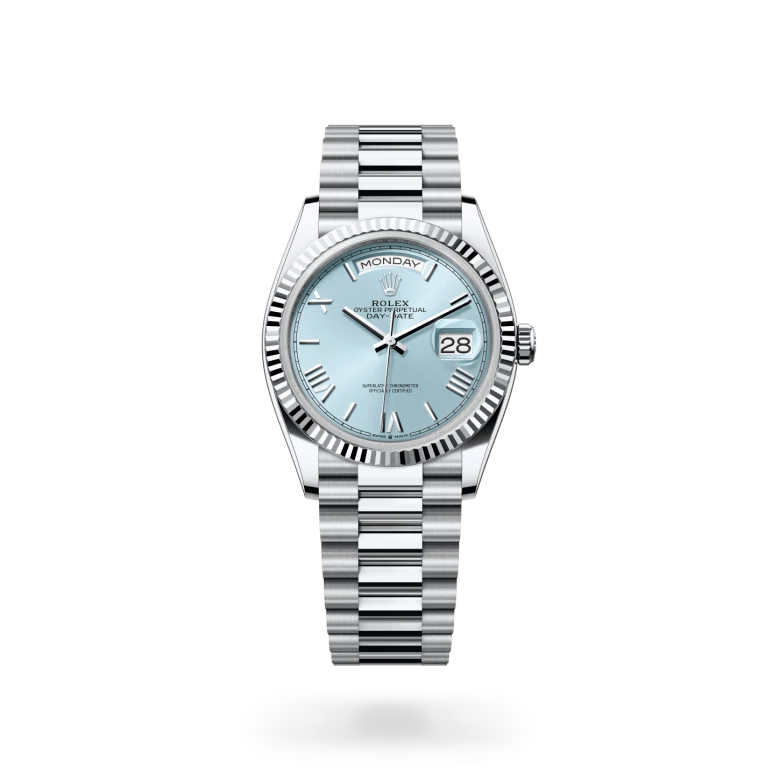 Rolex Day-Date 36 in Platinum M128236-0018 at Charles Greig