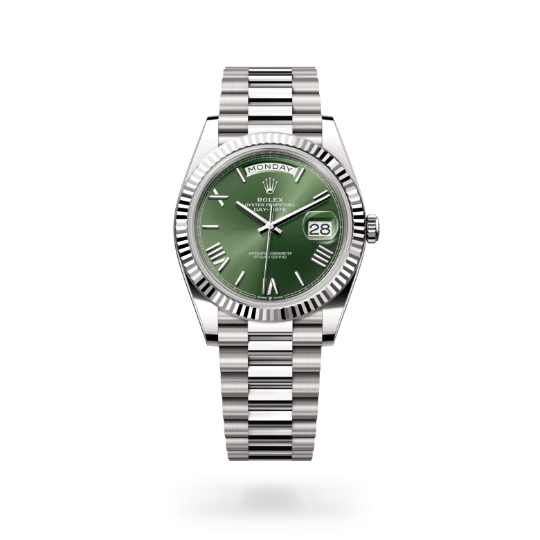 Rolex Day-Date 40 in 18 ct white gold M228239-0033 at Charles Greig
