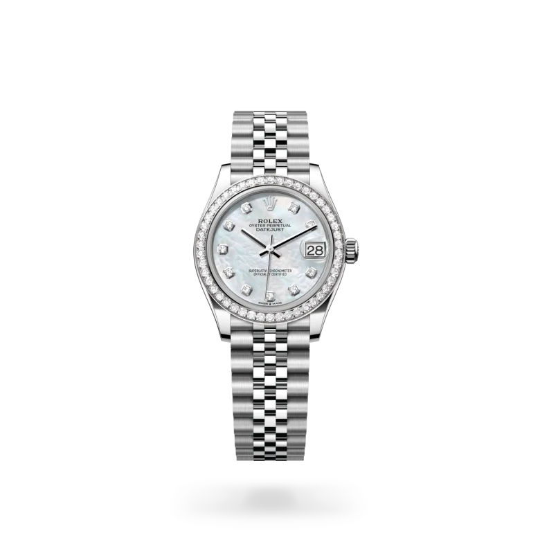 Rolex Datejust 31 in White Rolesor - combination of Oystersteel and white gold M278384RBR-0008 at Charles Greig