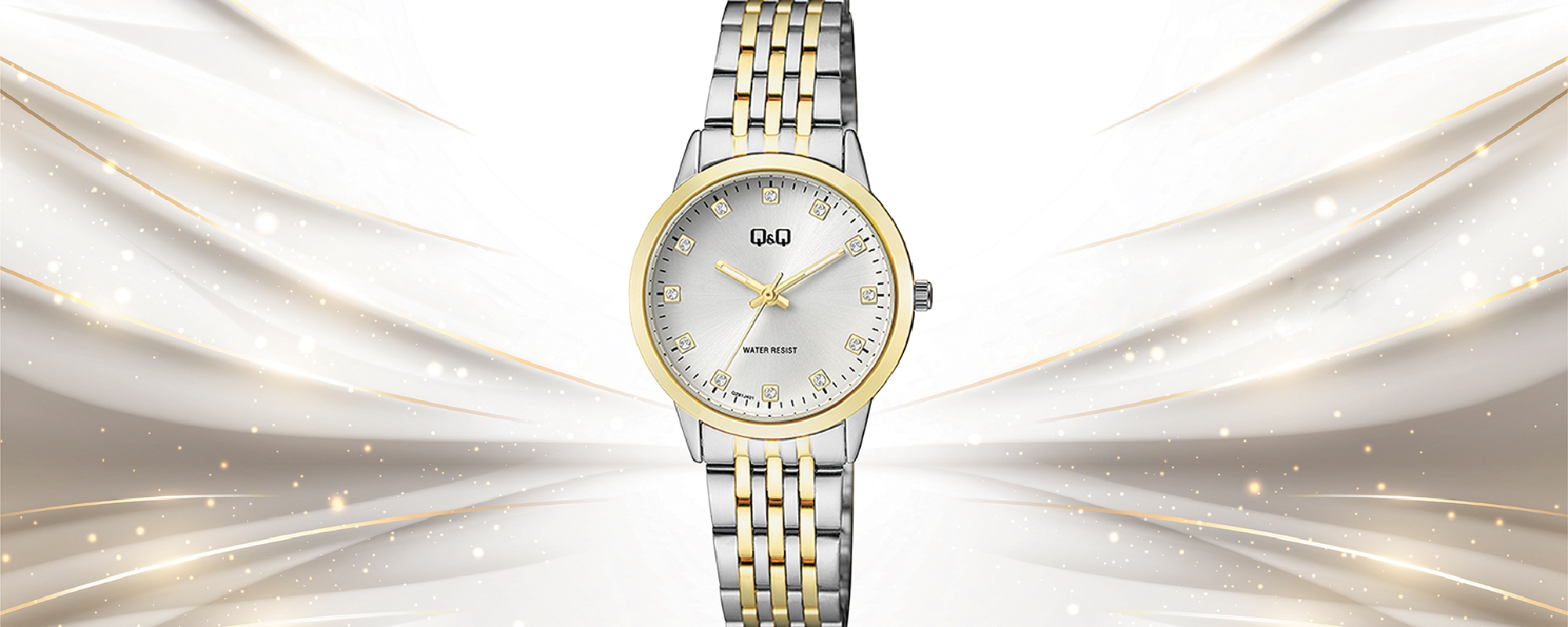 Montre Automatique Vintage Femme Q&Q - Boîtier Or Acier 30mm, Bracelet Extensible - Occasion