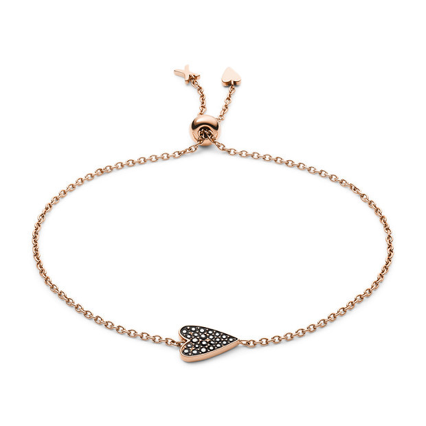 Achat Bracelet Coeur Oxyde noir Fossil