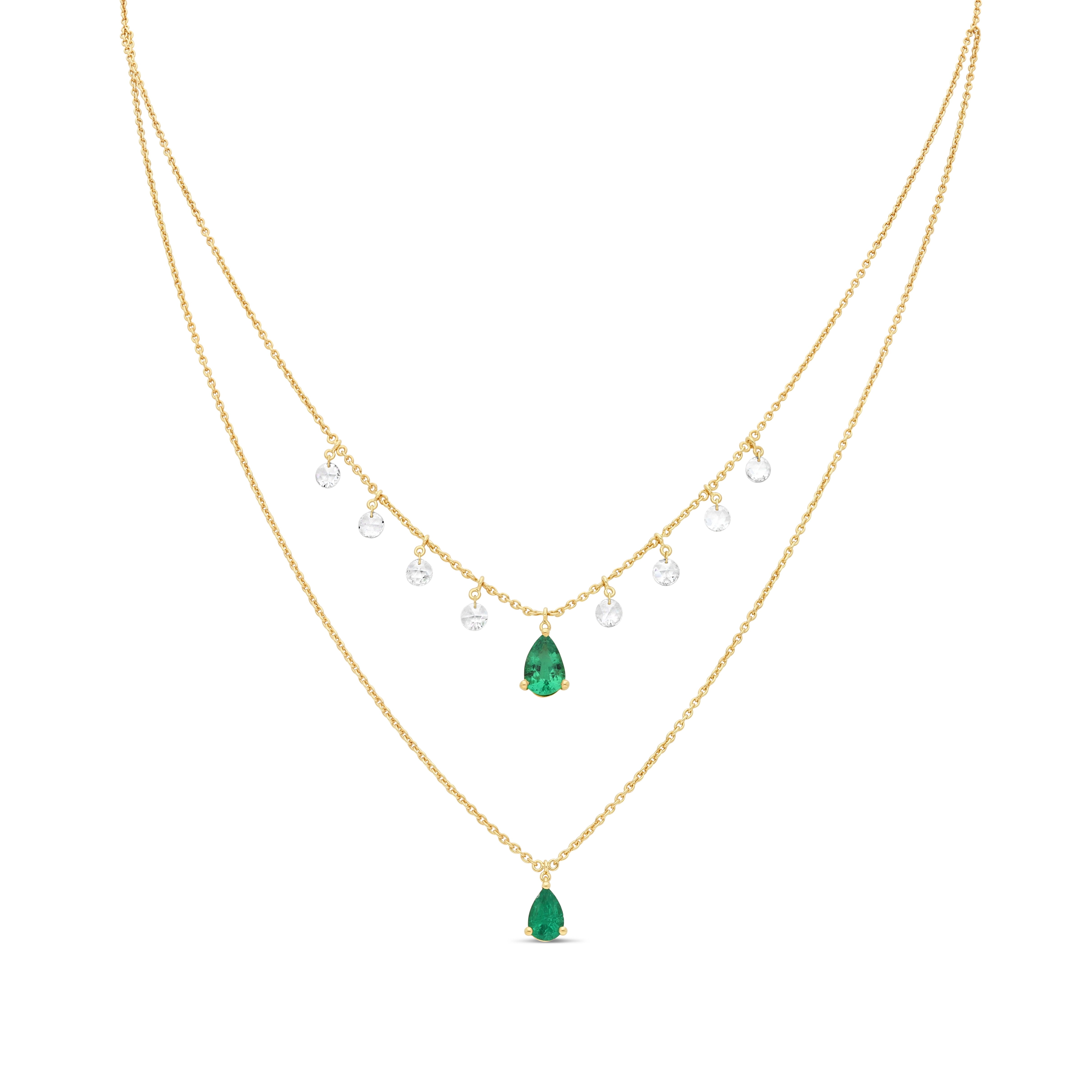 Collier Raynal Rose de Provence or jaune Emeraudes Diamants