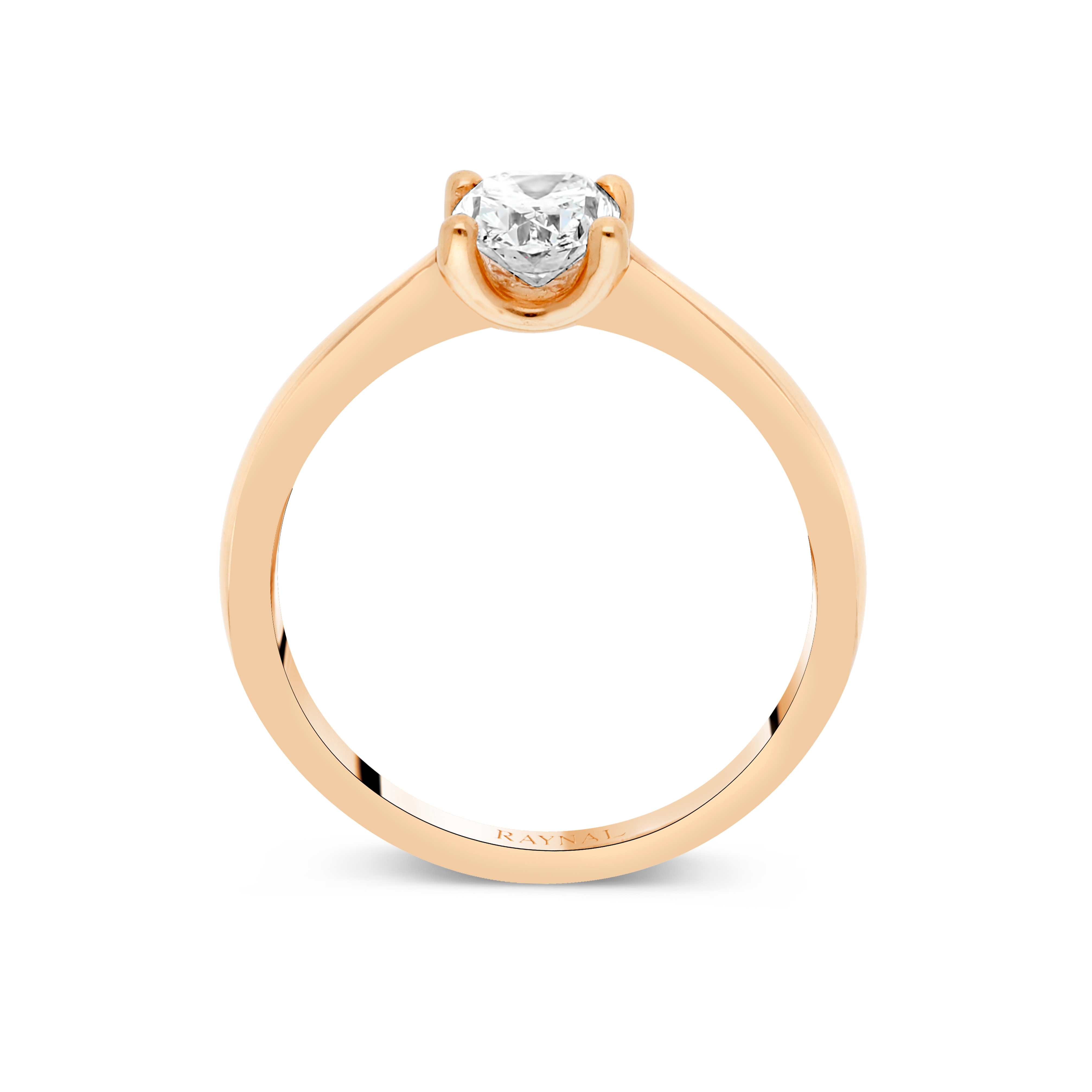 Solitaire Berceau Raynal en or rose et diamant ovale