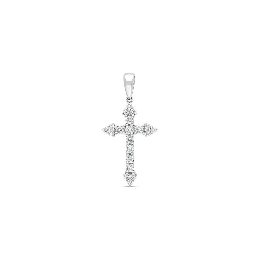 Pendentif croix Raynal en or blanc et diamants