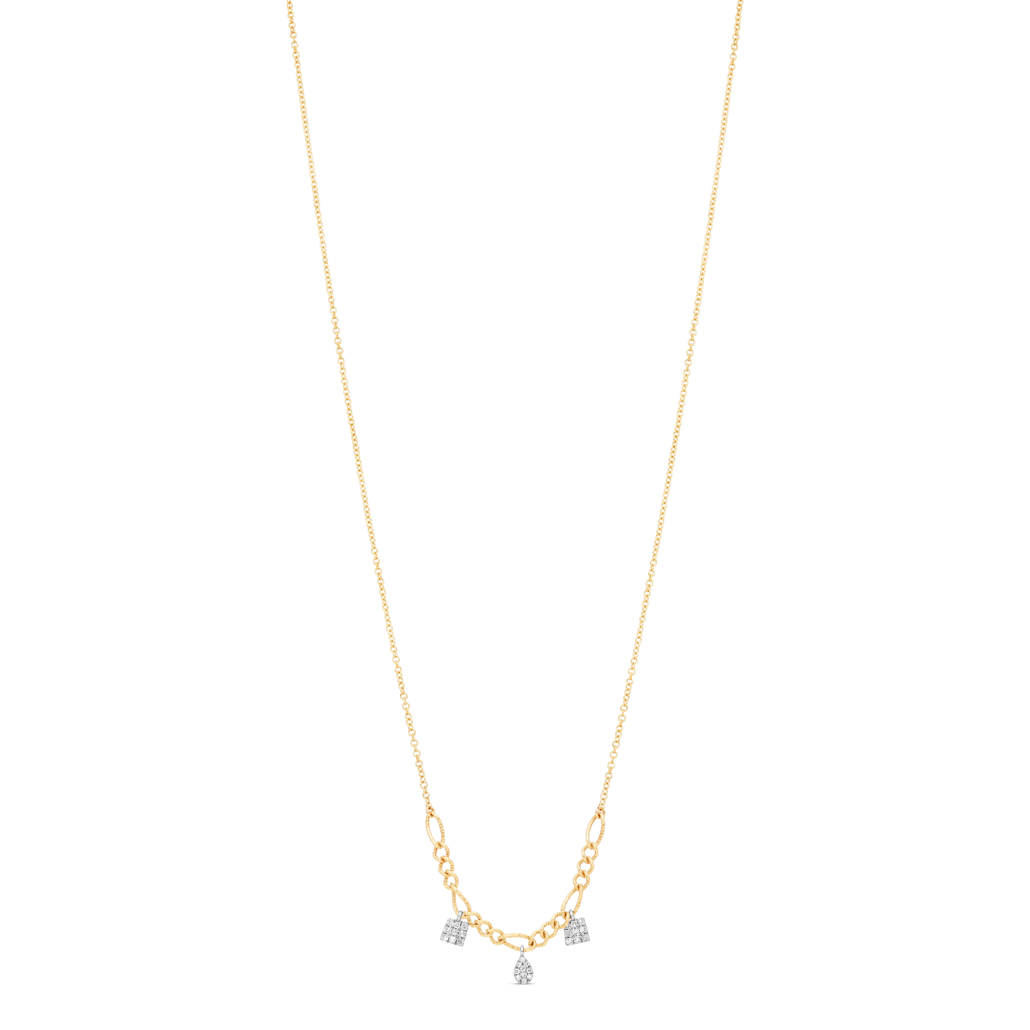 Collier Motifs or jaune et diamants